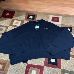 Nike Sportswear Essentials Women's Fleece Crew CK0168-010 Size XL Black/White
